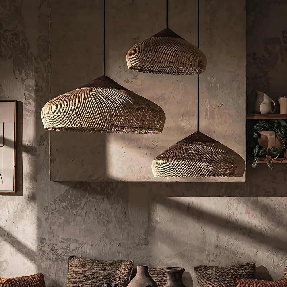Bohemian Rattan Pendant Lights With Woven Shade
