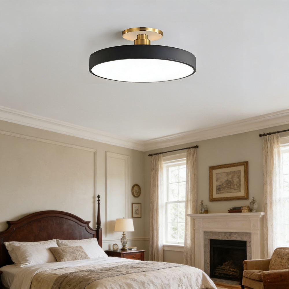 Modern Circular LED Flush Mount Ceiling Light With Iron Frame