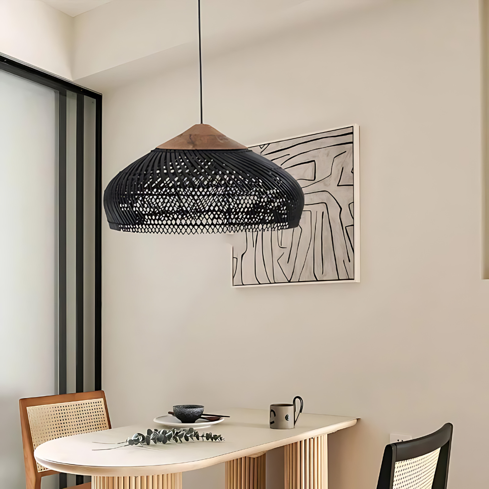 Bohemian Rattan Pendant Lights With Woven Shade