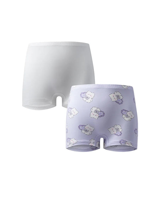Aimer Kids Modal 2-Pack Bear Printed Mid-Rise Boyshorts For Girls