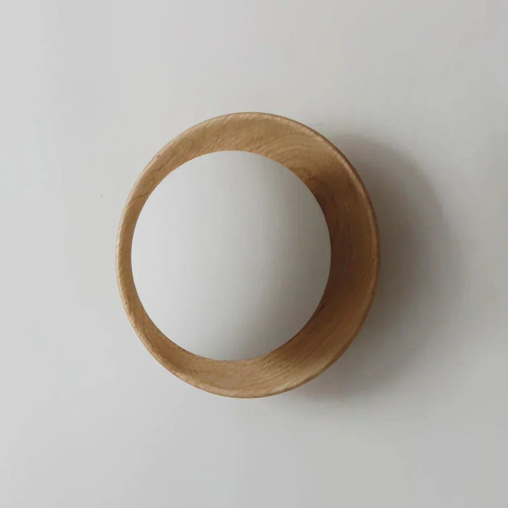 Nordic Natural Wood Wall Light LED Light With Globe Shade
