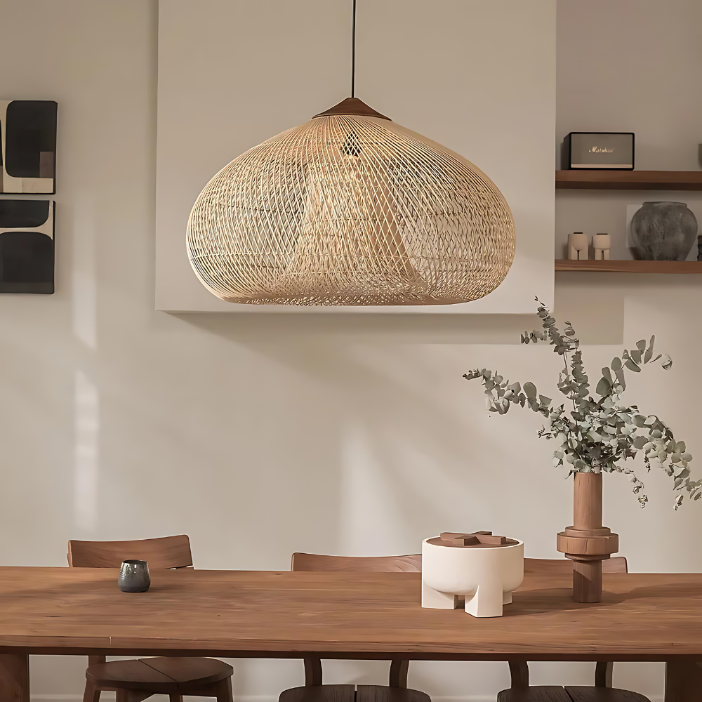 Handmade Rattan Pendant Lights With Woven Dome Shade
