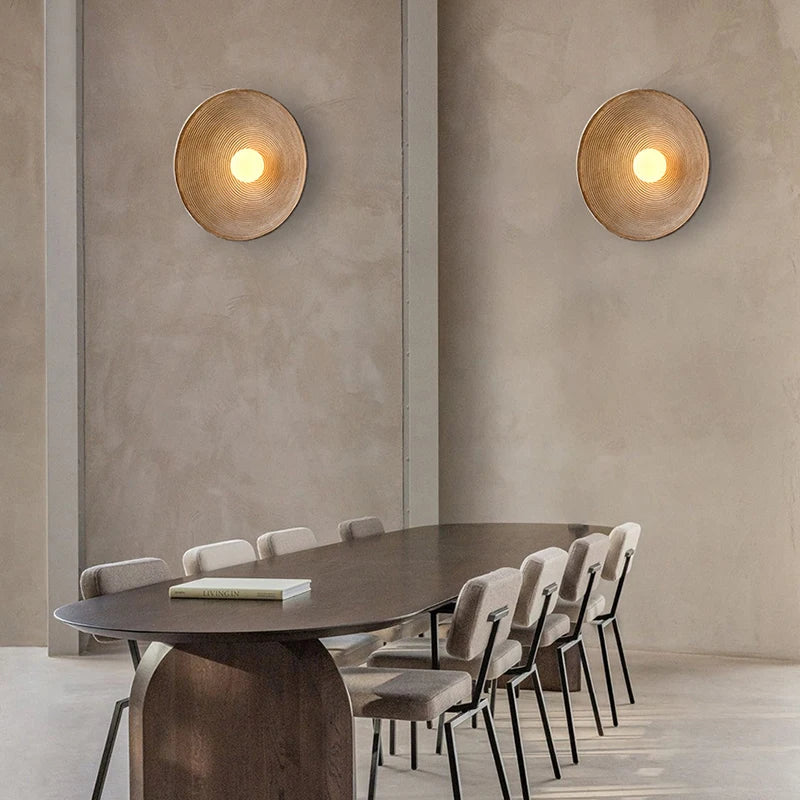 Retro Ceramic Disc Wall Light With Center Globe