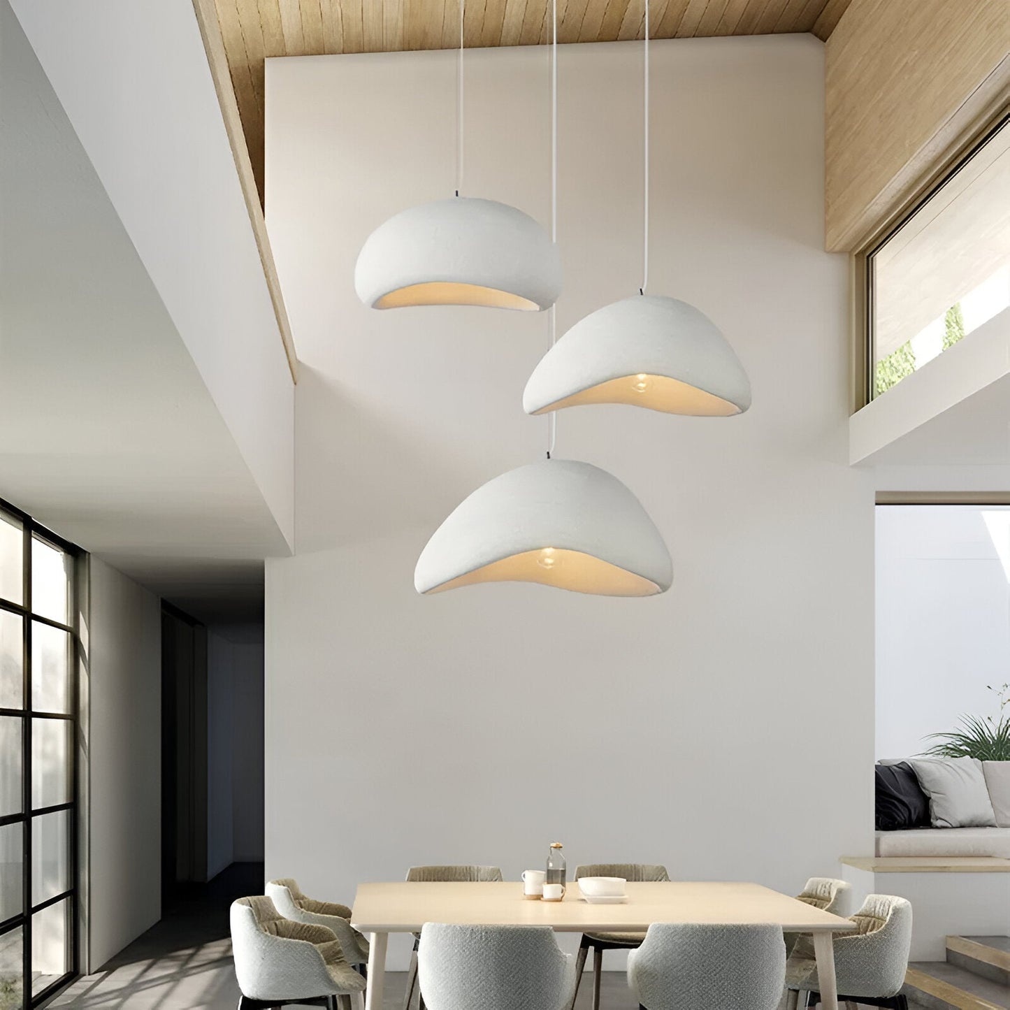 Wabi-Sabi Polystyrene Pendant Light With Spherical Dome Shade