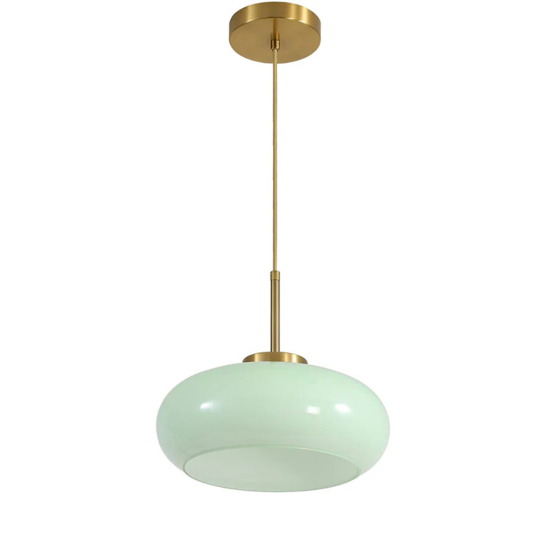 Bauhaus Opal Glass LED Pendant Lights With Oval Shade And Black Cord