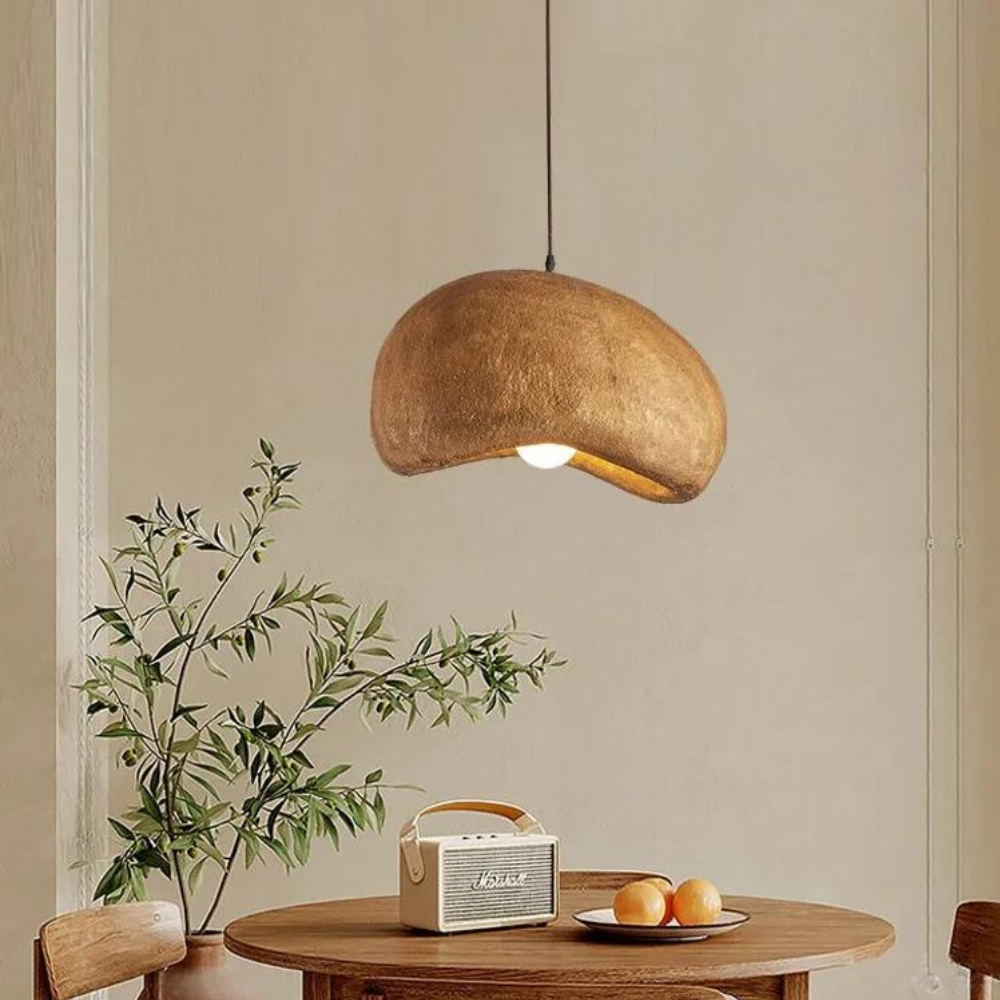 Coffee Cloud Textured Resin Pendant Light with Adjustable Cord