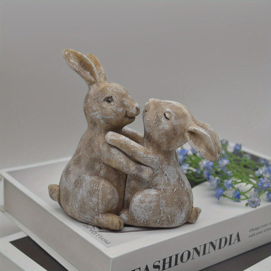 2pcs Charming Resin Rabbit Couple Figurines - VSQM