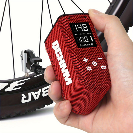 QCHMM Mini Electric Bicycle Pump, Digital LCD Pressure Gauge TJR3S9A