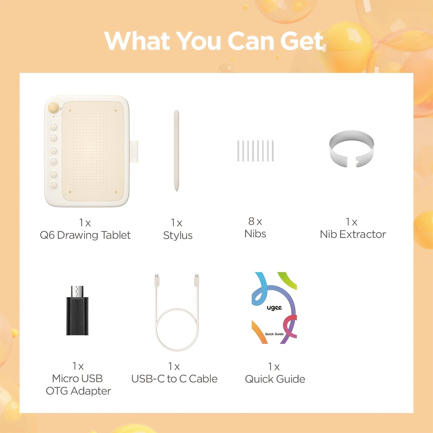 UGEE Q6 USB Drawing Tablet, Battery-Free Stylus, 8192 Levels TJR6X9P