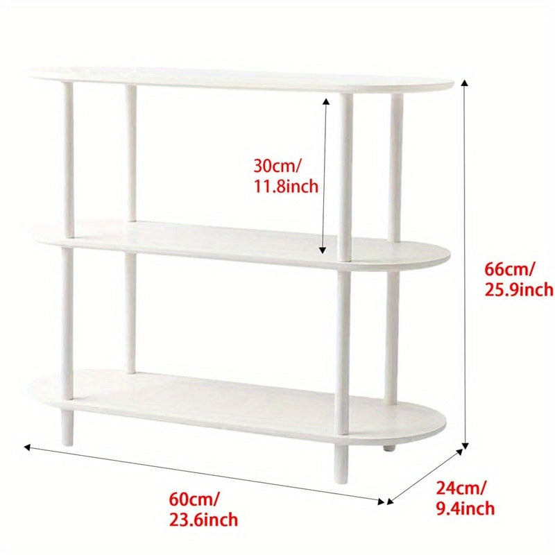 Modern White Wooden Tiered Shelf - HVH0