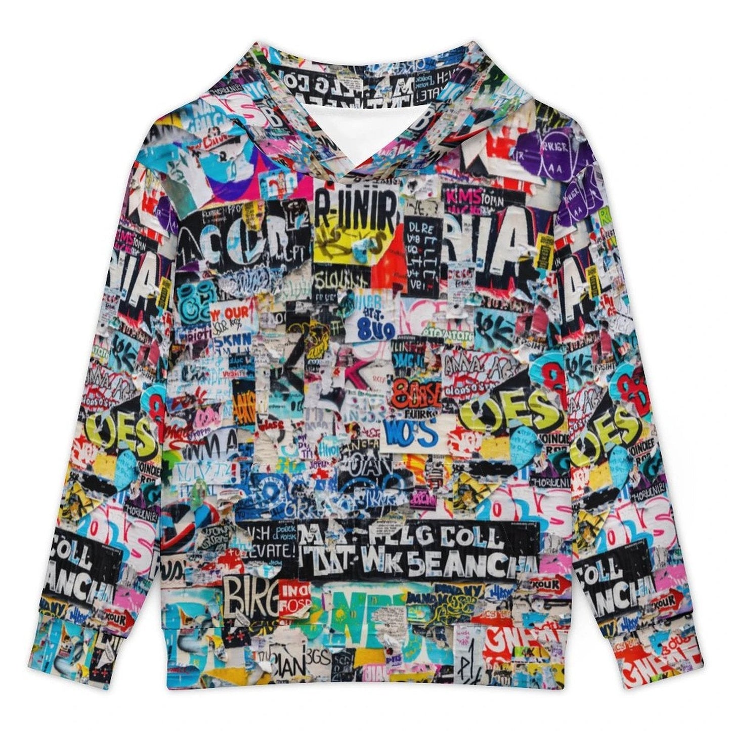 Mini Maximalist AOP Kids Hoodie | 230gsm Terylene Children's Sweatshirt — Bold Print, No-Drawstring Safety Design