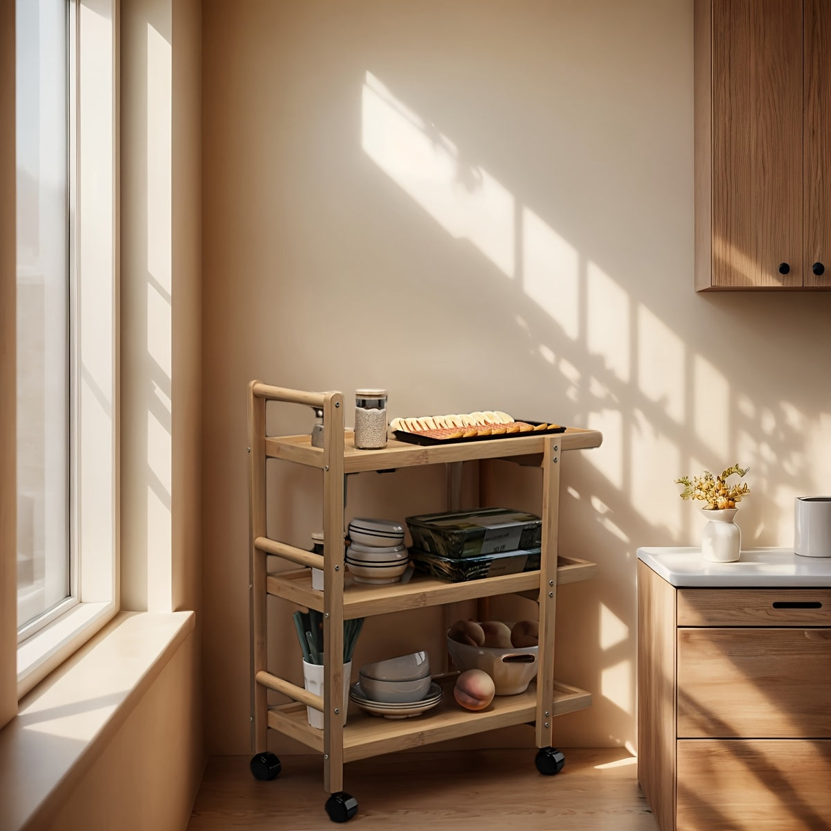 Bamboo Kitchen Storage Cart - M3NK