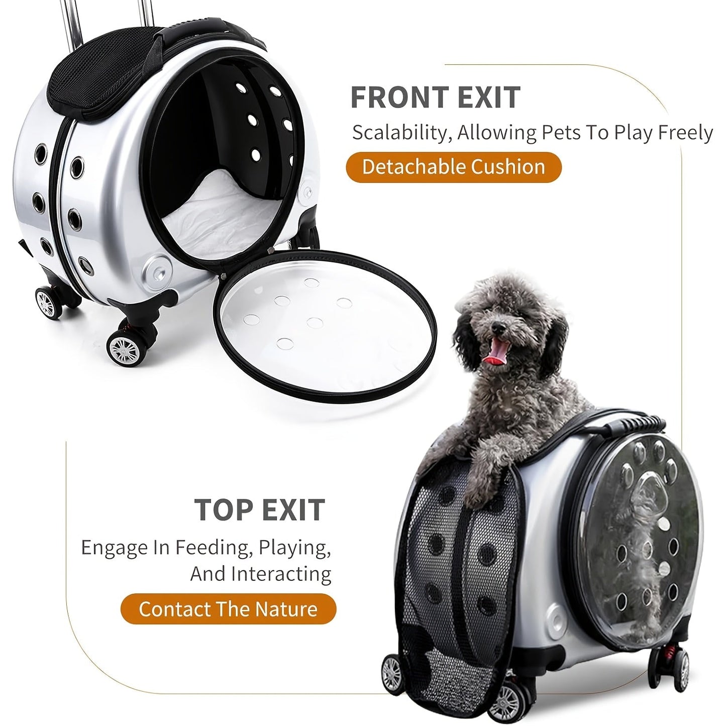 Expandable Pet Trolley Portable Carrier with Wheels-HEPV