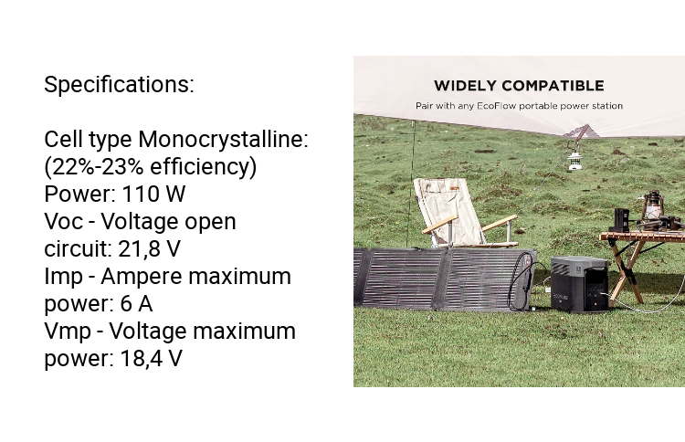 EcoFlow 110W Portable Solar Panel Foldable Self Support All Weather Ready Solar Panel Board With Carry Case IP68 Waterproof Monocrystalline Silicon