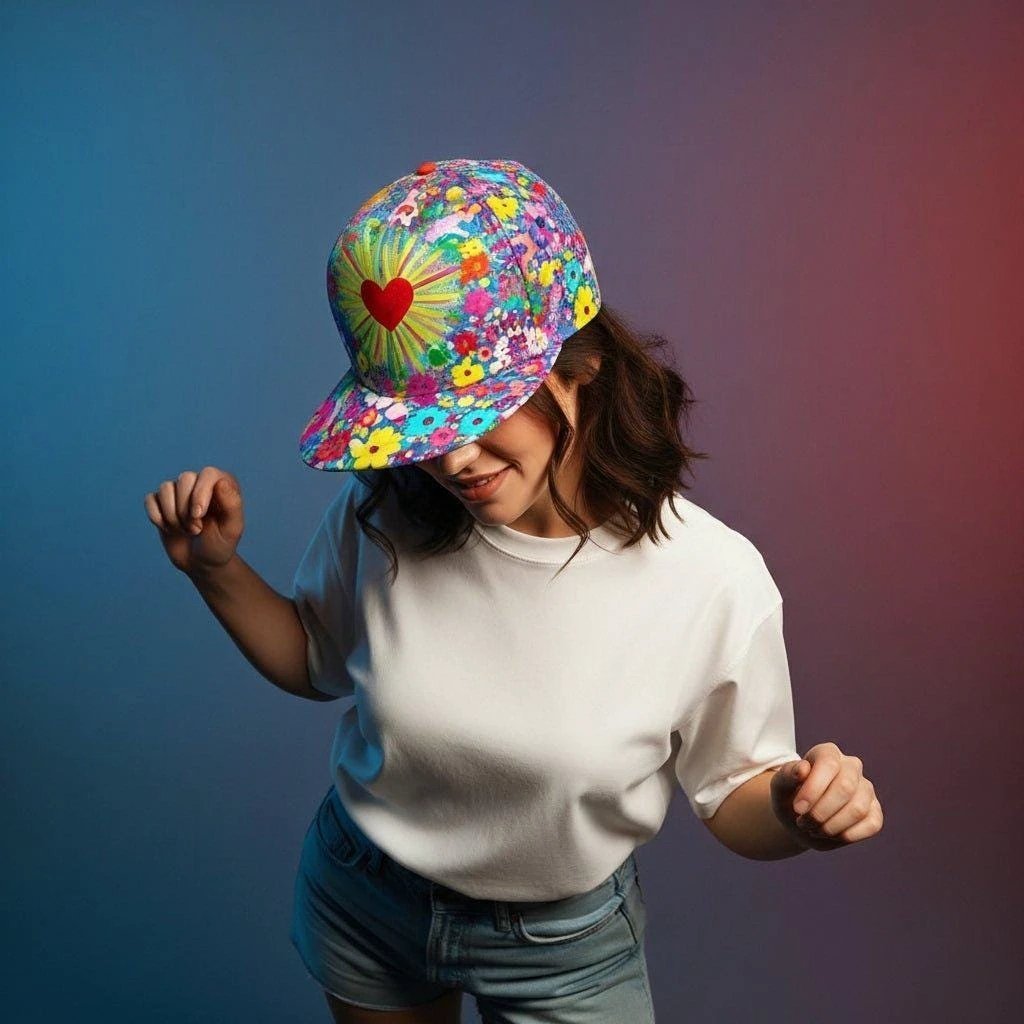Psychedelic Graffiti AOP Snapback for Rave Festival Street Art Collectors — Bold Weirdcore Hip-Hop Hat, Hypebeast Maximalist Cap
