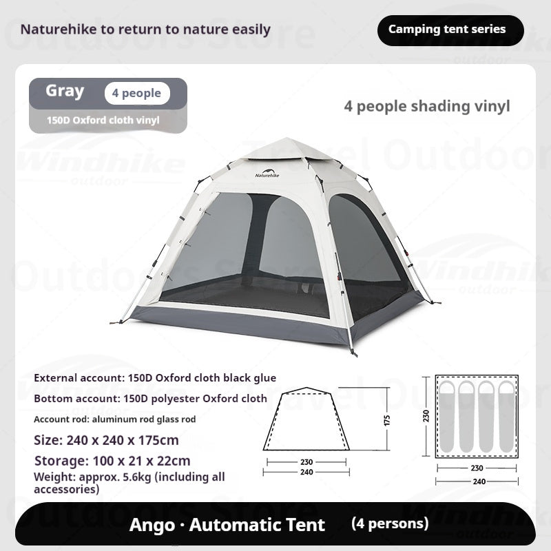 Naturehike ANGO PLUS Automatic Tent Upgraded Portable Lightweight 3-4 Persons Quick Opening Tent Camping Park Canopy Tent Integrated Tent Waterproof
