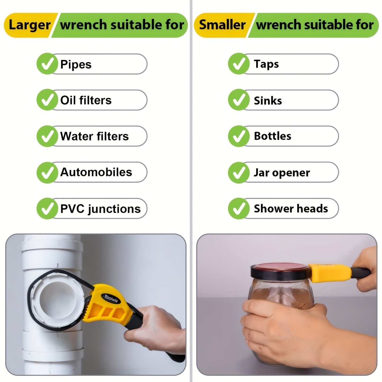 Versatile Adjustable Rubber Strap Wrench for Auto & Home TJR8W7P