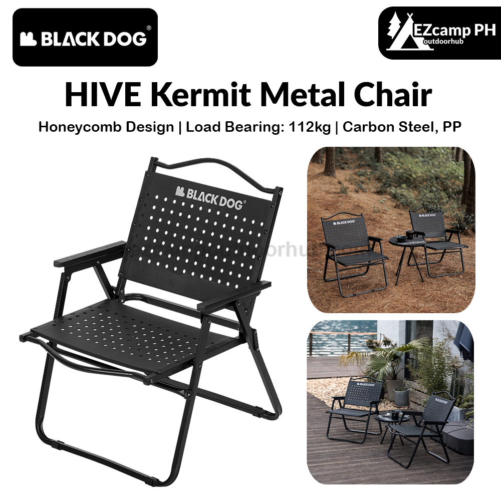 BLACKDOG HIVE Kermit Metal Chair Portable Lightweight Outdoor Folding Fishing Chair Breathable Moon Armchair Honeycomb Design Load Bearing Up To 112kg