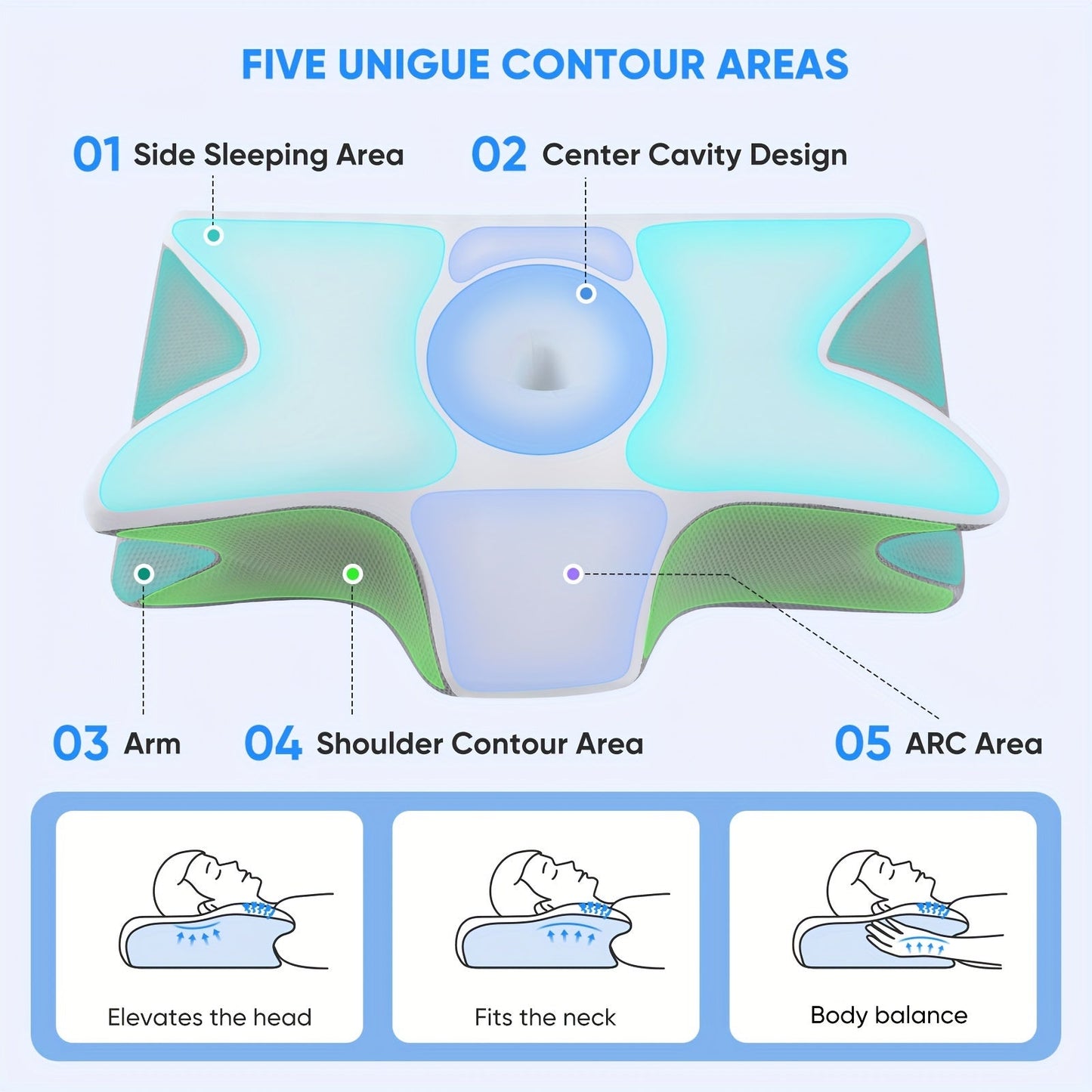 Extra-Large Orthopedic Pillow for Neck and Shoulder Pain TJR6T2B