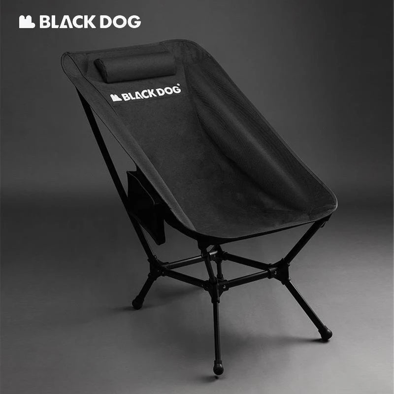 BLACKDOG High Back Moon Chair Portable Ultralight Foldable Aluminum Adjustable Height Beach Outdoor Camping 150kg Max Weight Bearing Black Dog