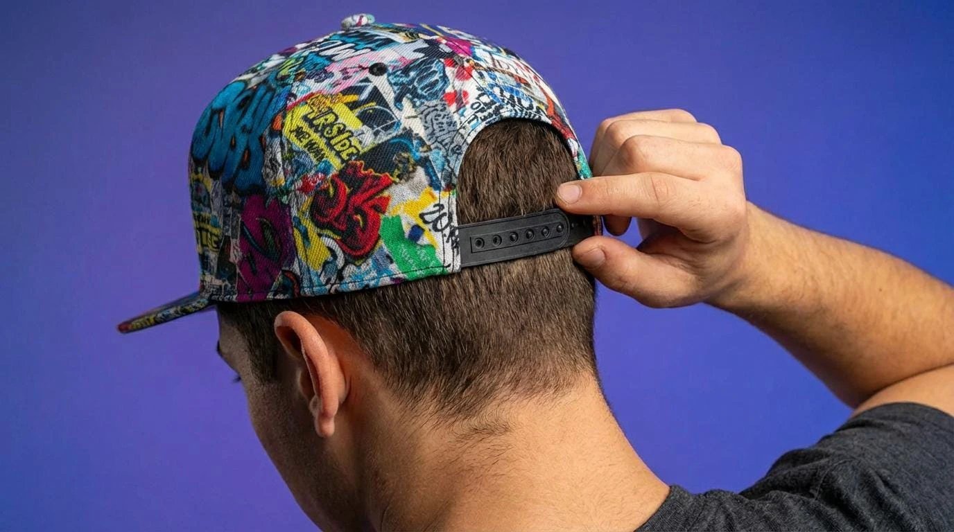 Graffiti Newspaper Collage Snapback Hat | Urban Street Art AOP Flat Brim Cap for Streetwear & Skate Culture