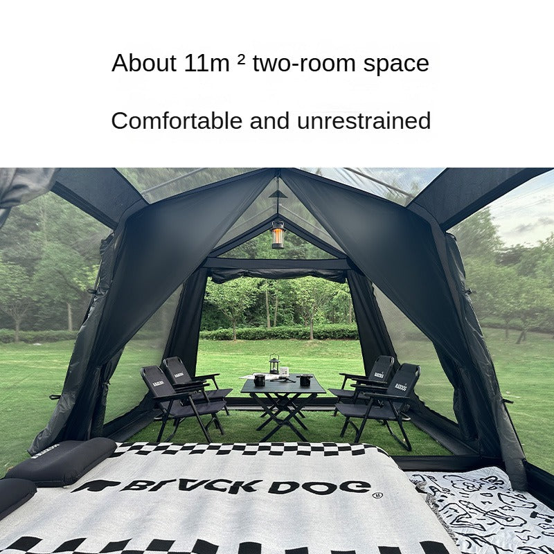 BLACKDOG STAR CHASE Cinema Automatic Cabin Tent Black Fast Build Tent Large 13m² Space for 5-8 Persons Family 2 Bedroom 4 Hall With Projection Screen