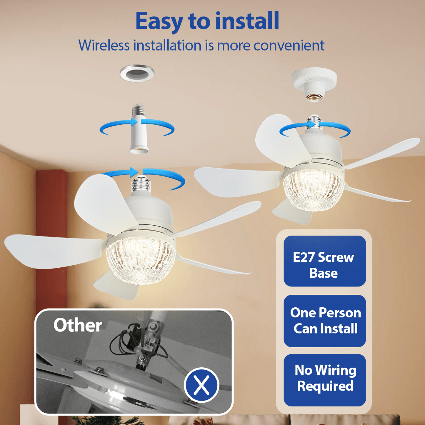 Elegant LED Ceiling Fan, Remote Control, Dimmable Light – TJR6T5X