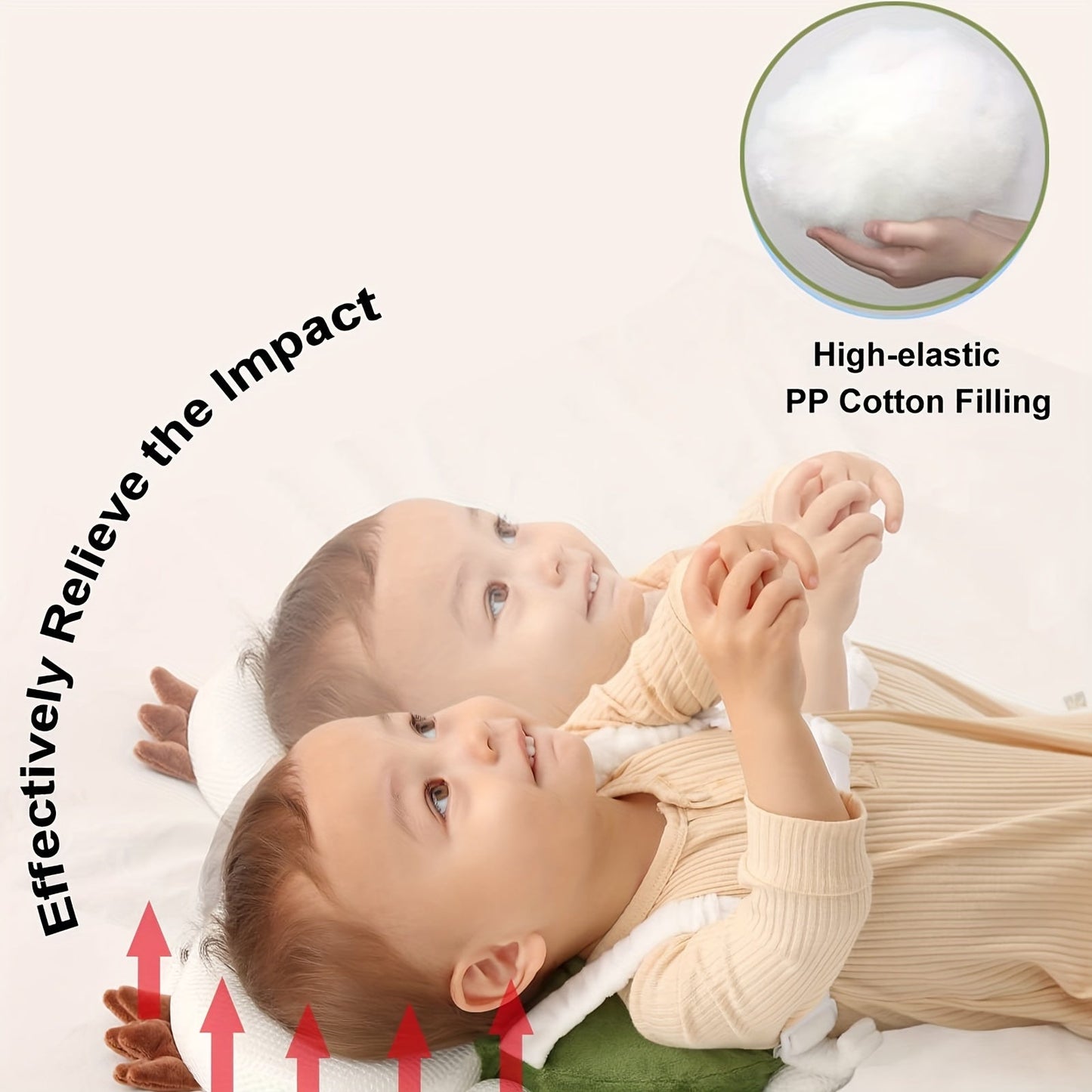 Green Turtle Anti-Collision Pillow for Toddlers, Cute Design TJR7X3H