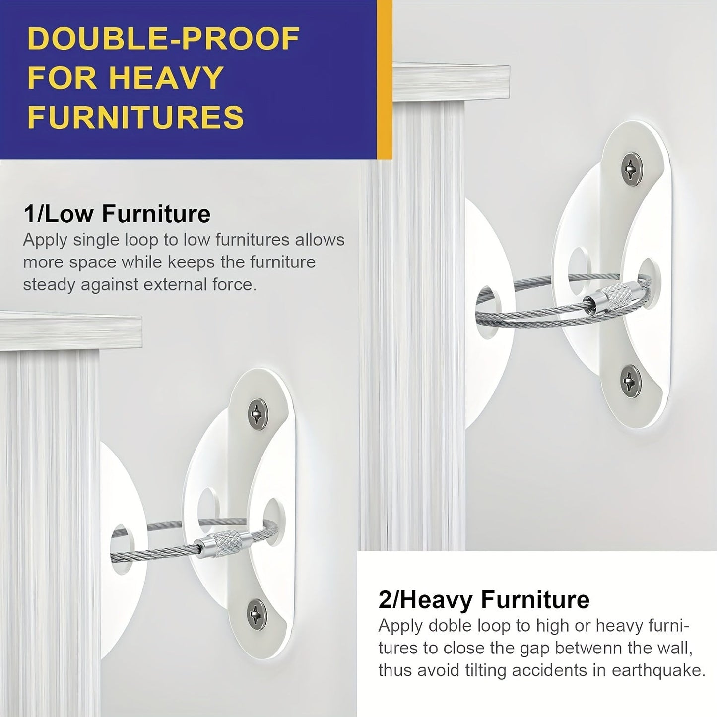 2pcs Furniture Anchors, Secure Up to 181.44KG TJR8L3D