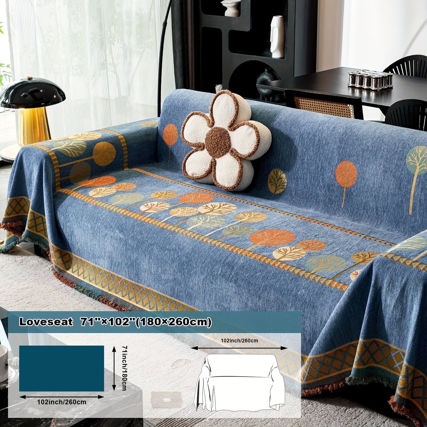 Bohemian Leaf Chenille Sofa Cover-6JTD