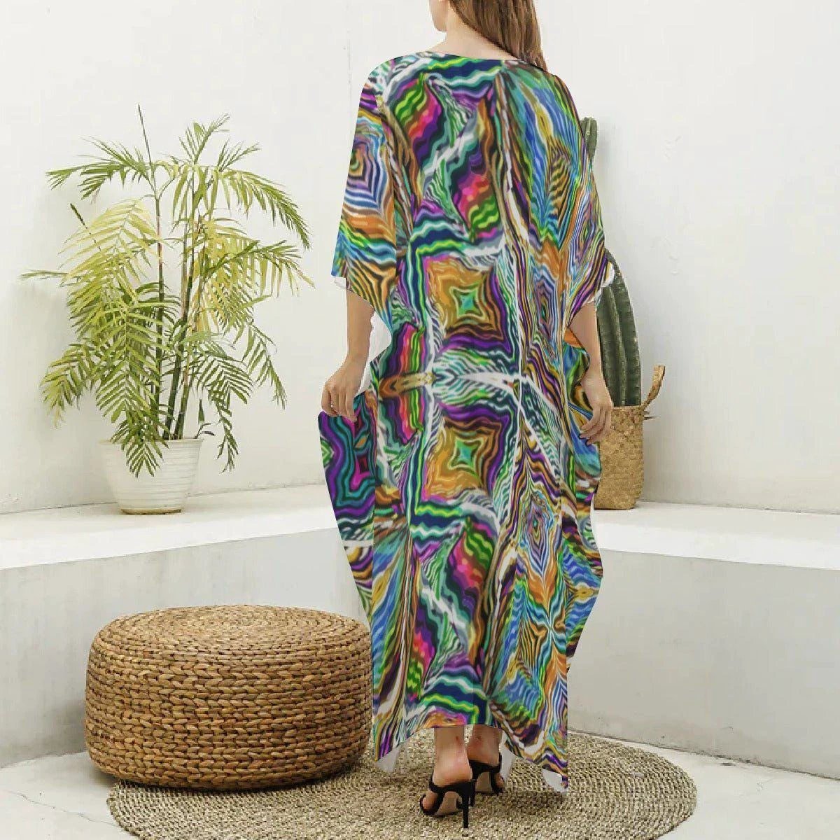Sacred Geometry Kaftan | Psychedelic Bohemian Goddess Robe for Meditation, Retreats & Luxury Lounging