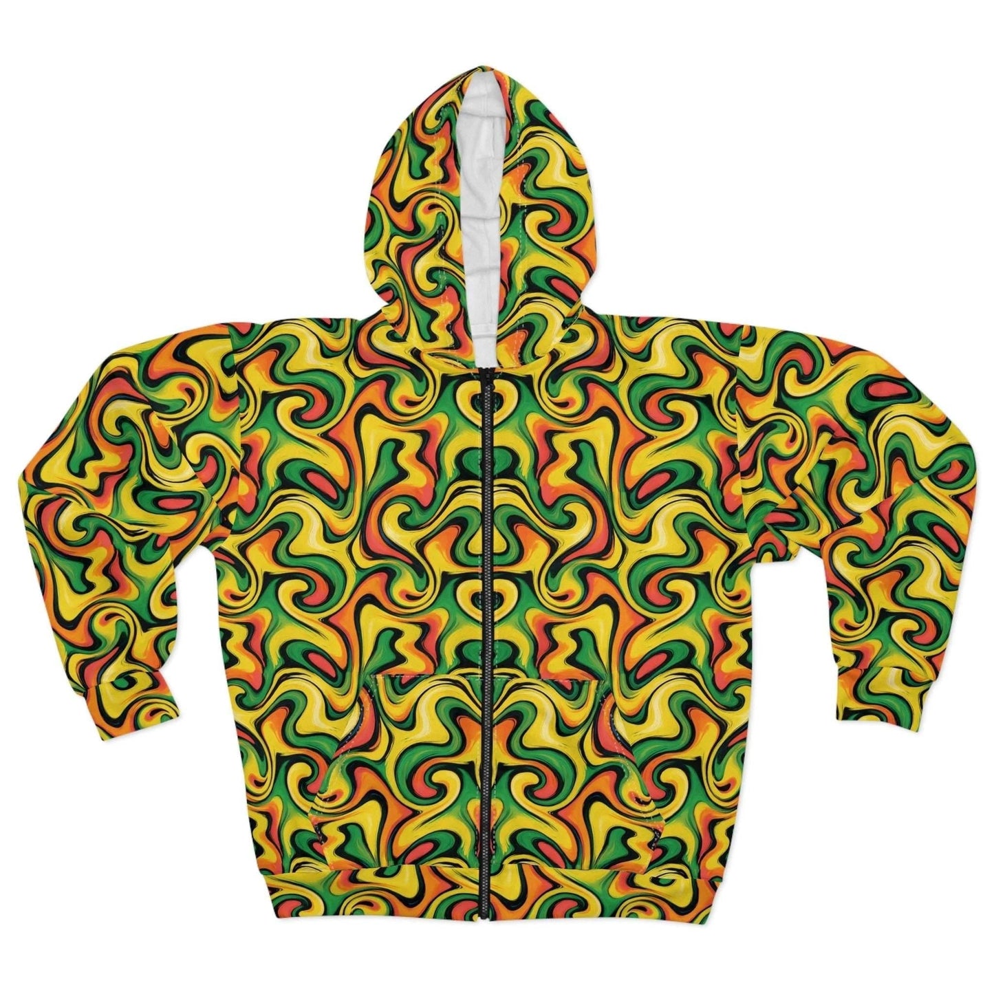 Banana Slip AOP Zip Hoodie | 250gsm Cut-and-Sewn No-Seam-Break Fleece Jacket — Artist Edition Unisex Streetwear Assembled in USA (XS–3XL)