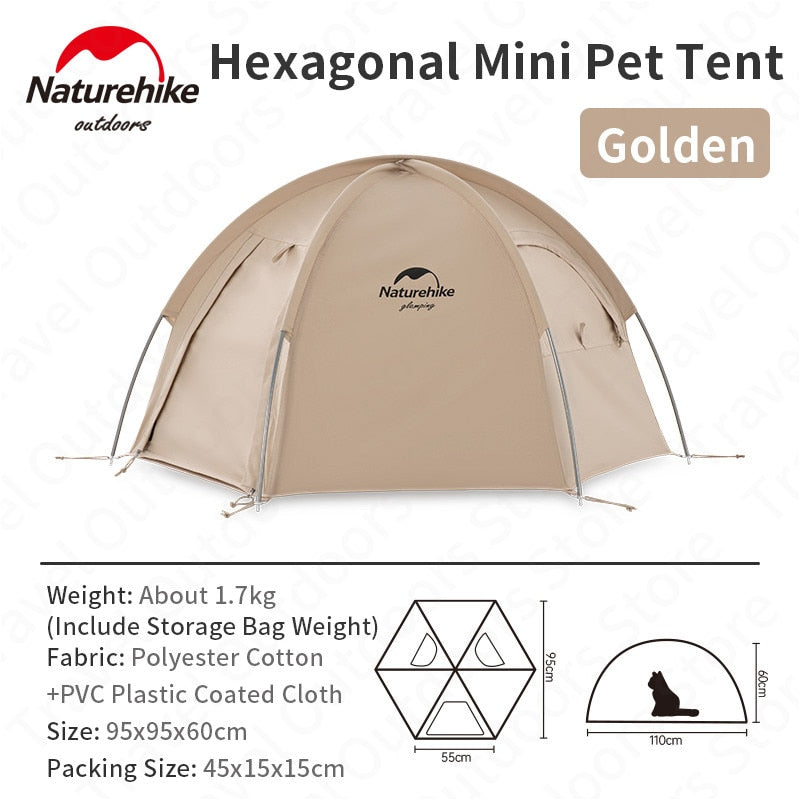 Naturehike Hexagonal Mini Pet Tent Portable Ultralight Cat Camping House Breathable Cotton Cloth Waterproof Outdoor 4 Season Cat Nest 1 Door 2 Window