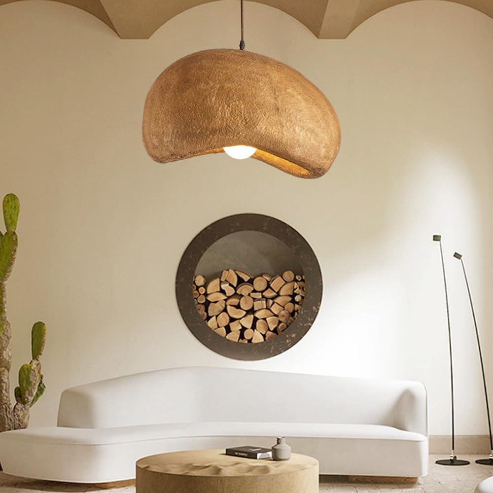 Coffee Cloud Textured Resin Pendant Light with Adjustable Cord