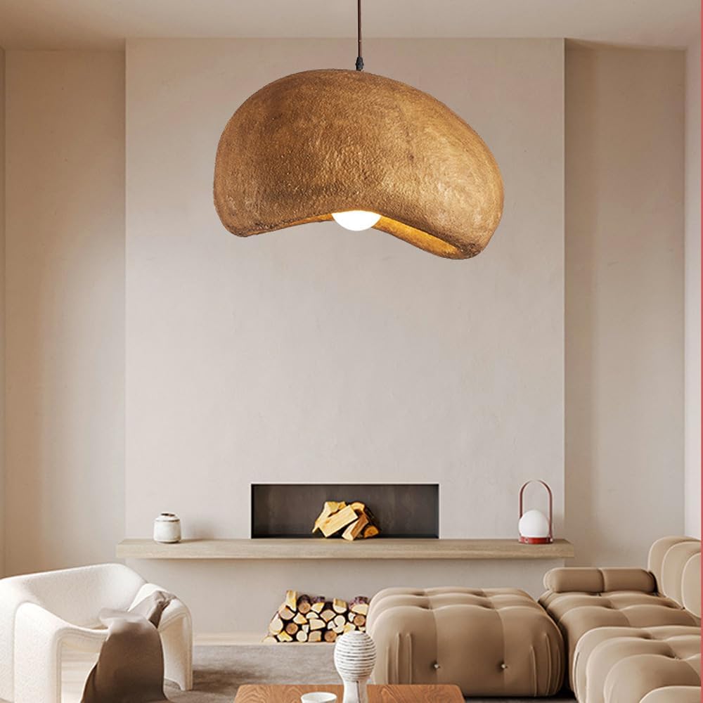 Coffee Cloud Textured Resin Pendant Light with Adjustable Cord