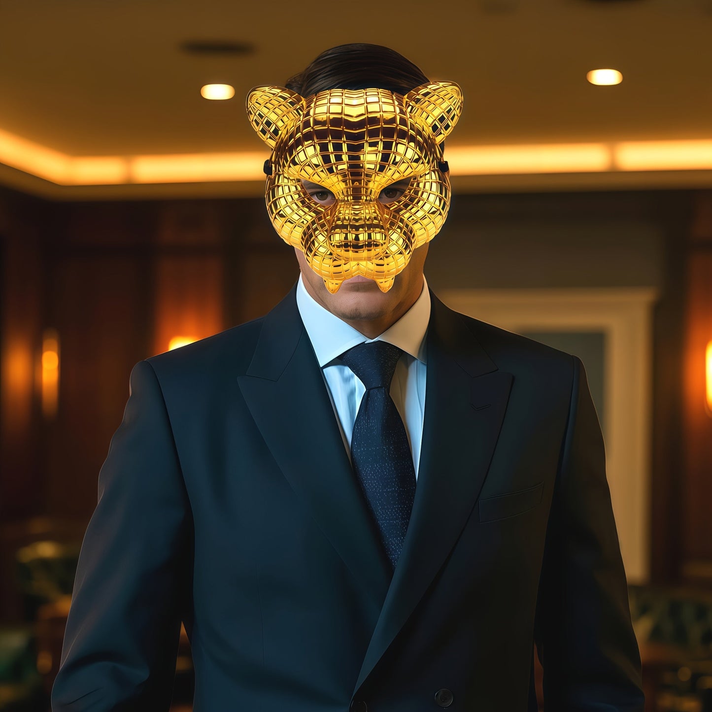 Golden PVC Mask, Fashionable & Breathable for Events TJR7D4X