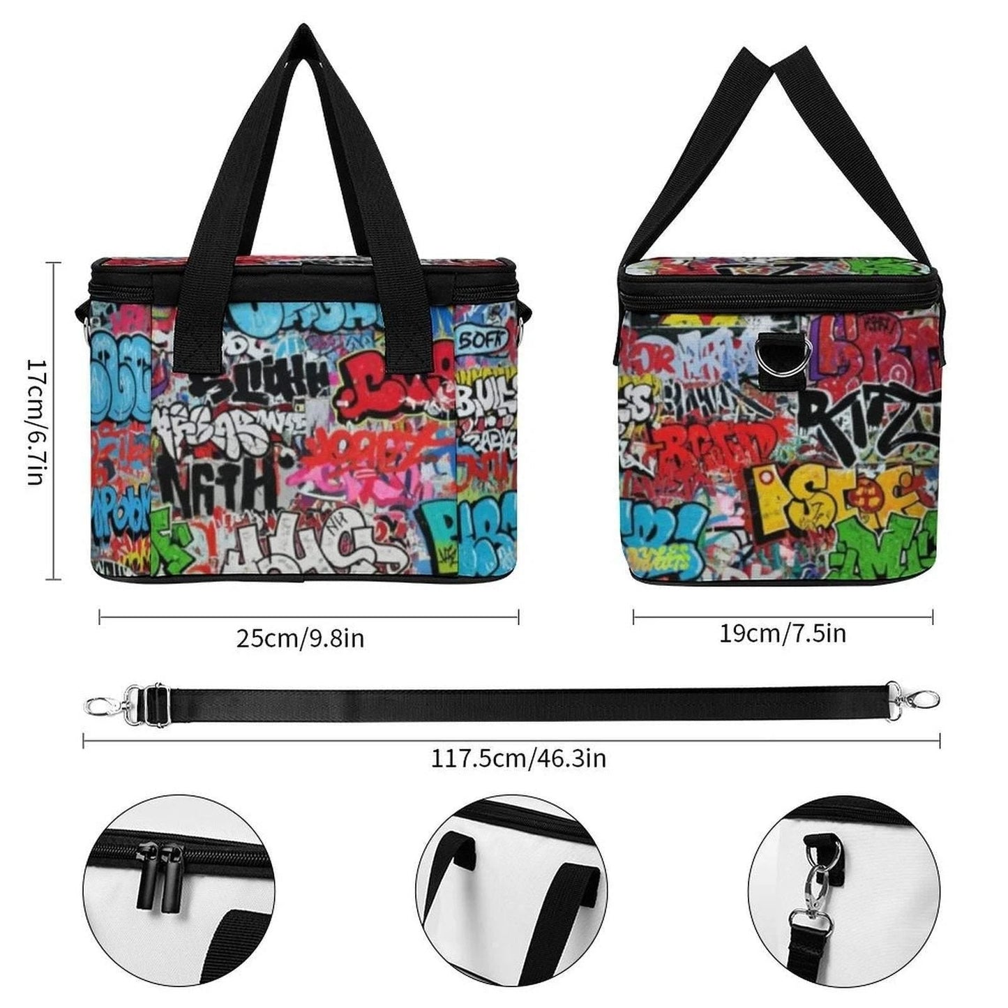 Graffiti Art Portable Cooler Bag | Insulated Maximalist Festival Tote for Beach, Rave & Bold Days Out