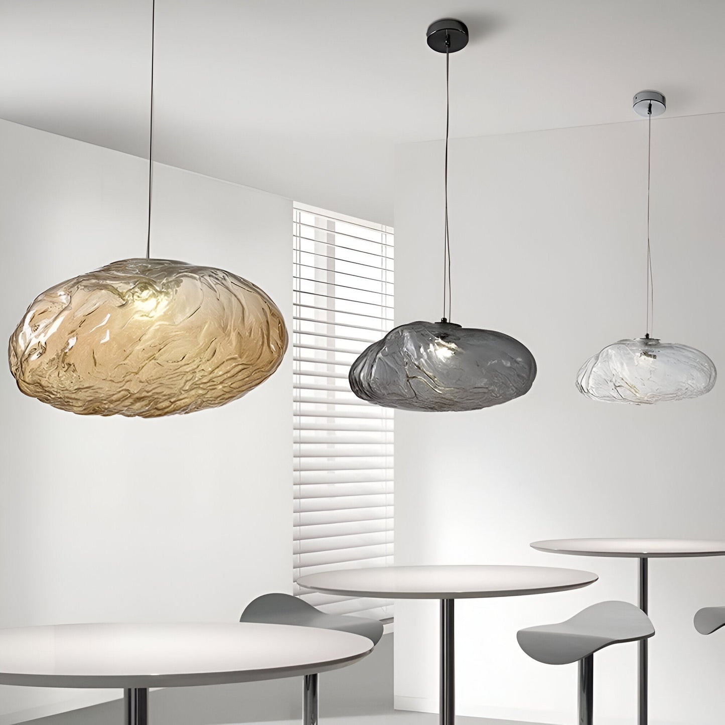 Minimalist Cloud Glass Pendant Light LED Light With Adjustable Cable