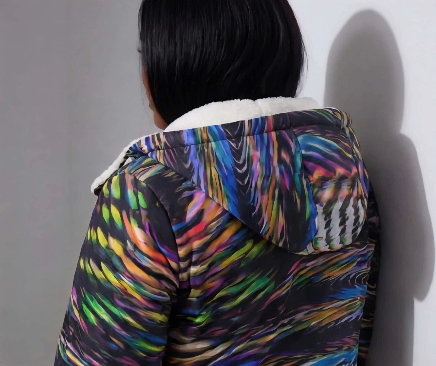 Neon Snow Hoodie for Cold-Weather Maximalists — Psychedelic Winter AOP, Recycled Polyester Eco Hoodie, Ski Lodge Statement