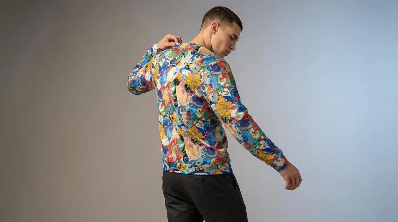 Floral Fusion Maximalist Crewneck for Dopamine-Dressing Streetwear Heads — 310gsm Cotton AOP, Psychedelic Eye Floral Collage