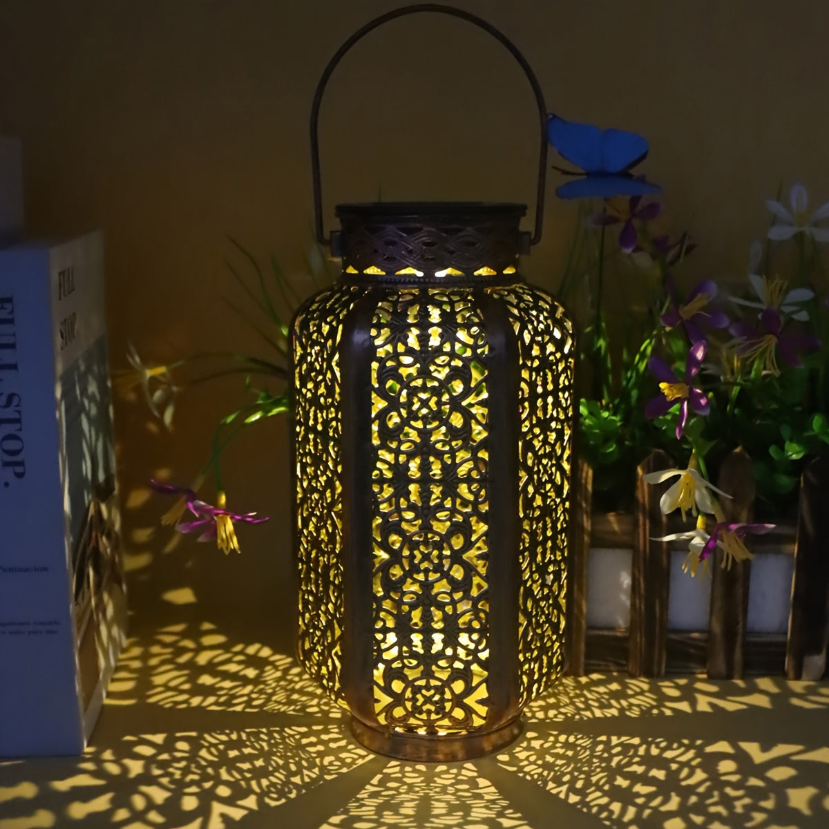 Solar Iron Lantern Versatile Outdoor Decor-CLOG