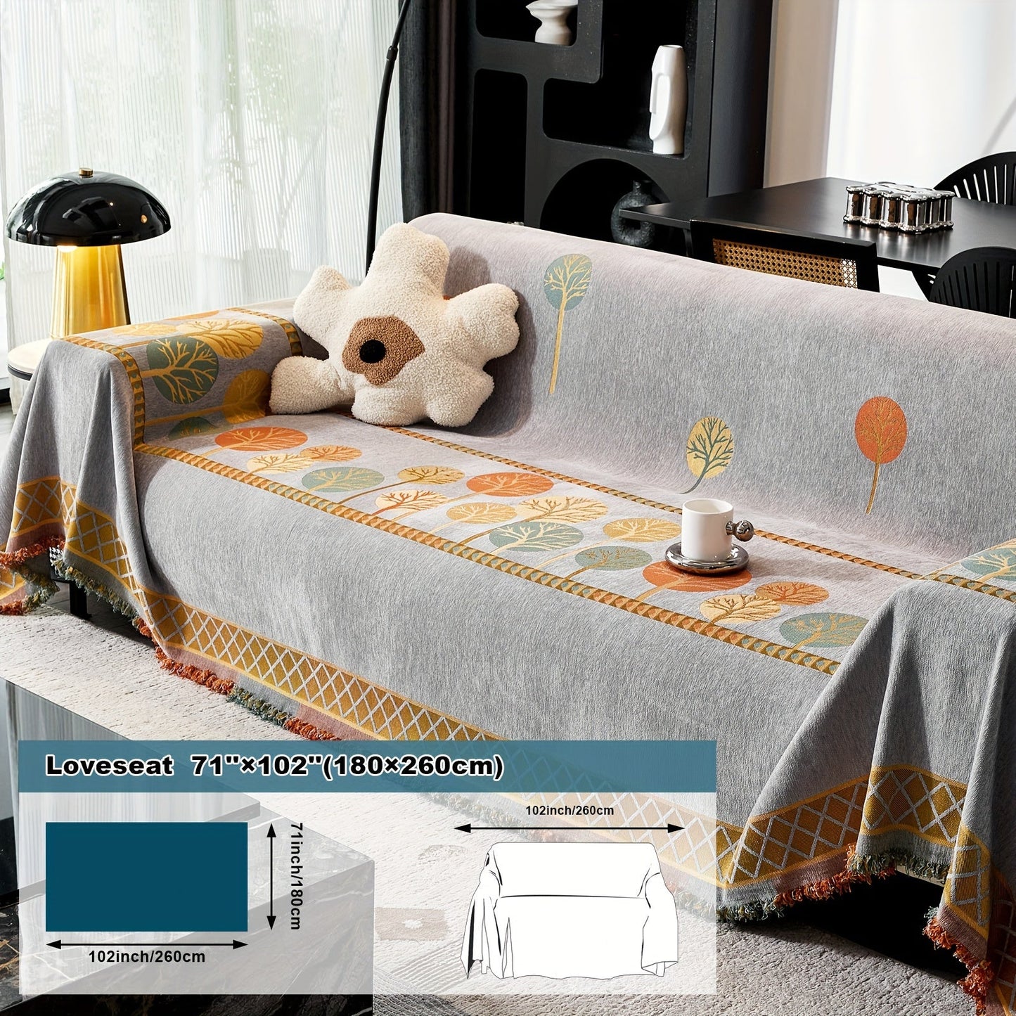 Bohemian Leaf Chenille Sofa Cover-6JTD