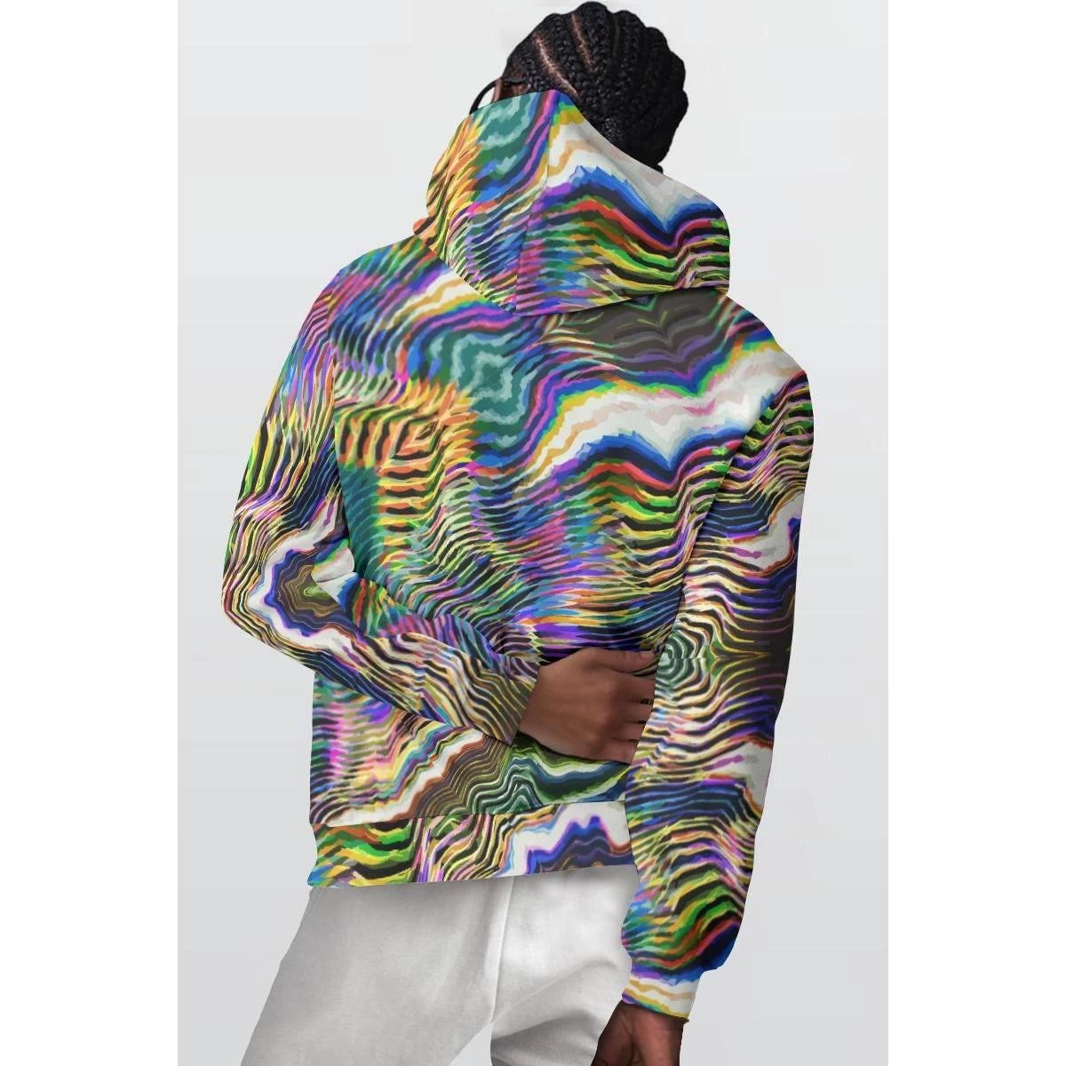 Glitch Art AOP Pullover Hoodie — Mind Trip Psychedelic Swirl Streetwear For All Genders