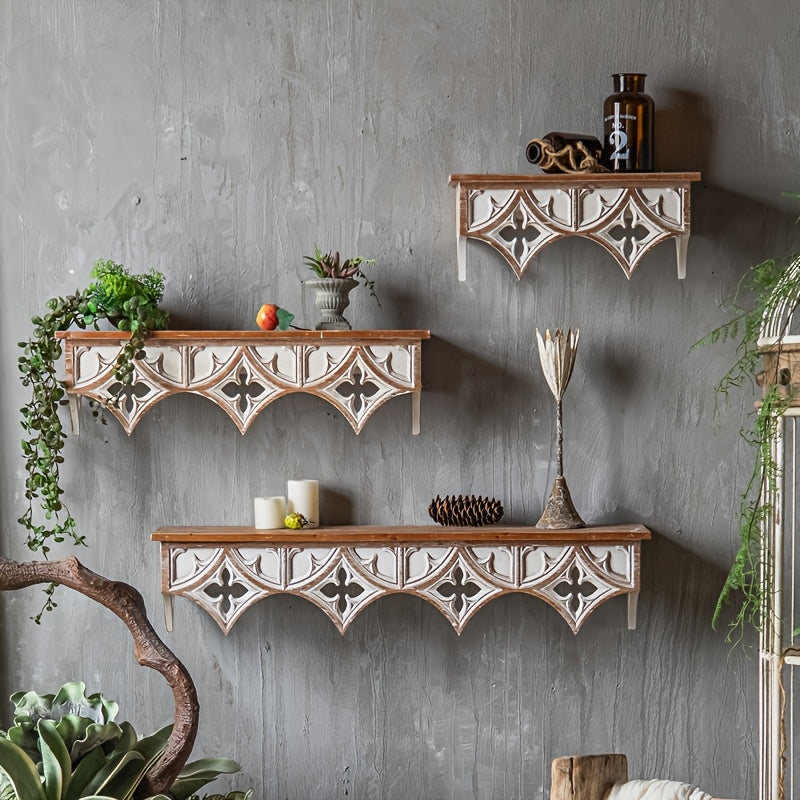 Vintage-Inspired Wooden Wall Shelf - R2NK