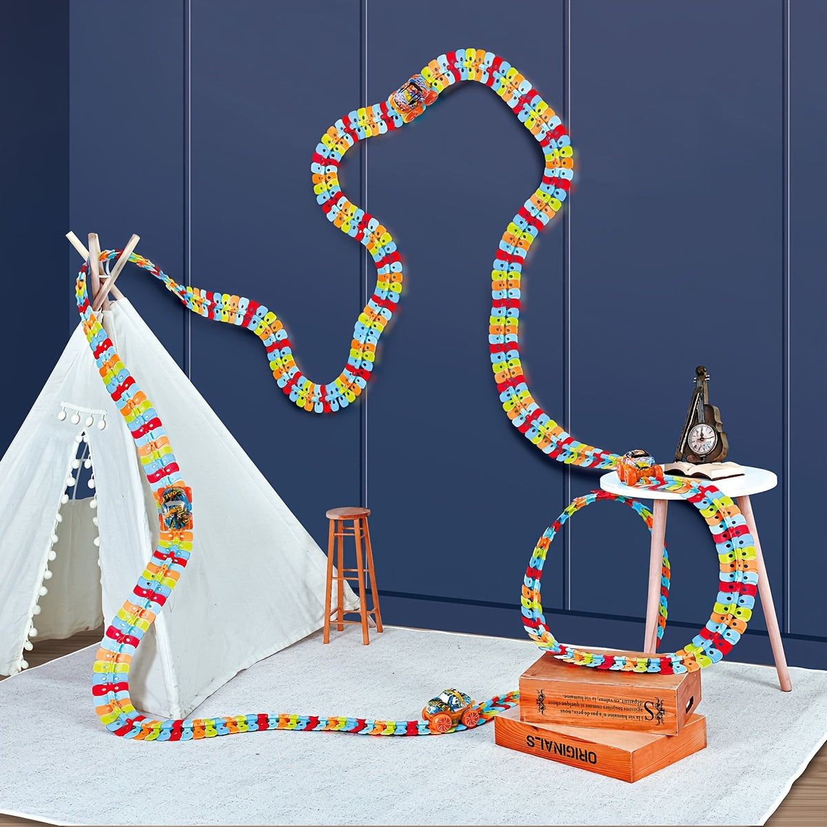 DIY Electric Track Car Set for Kids, Stick-On TJR5P8X