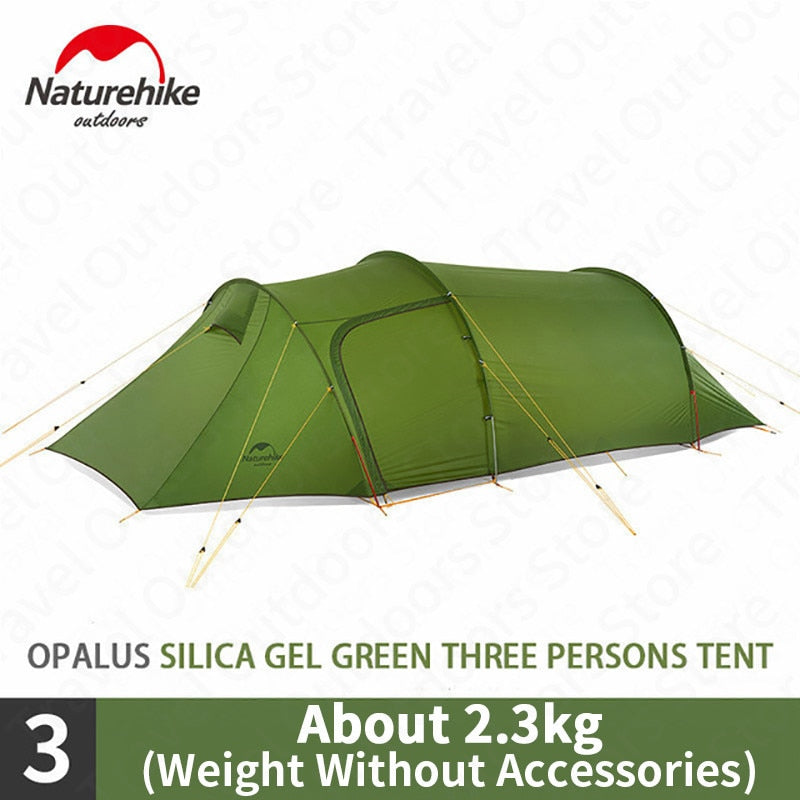 Naturehike OPALUS Series UL Tunnel Type Tent 2-3 Person 4 Season Large Ultralight Hiking Backpacking Outdoor Camping Waterproof 15D 20D Nylon Silicone Tear Resistant Material