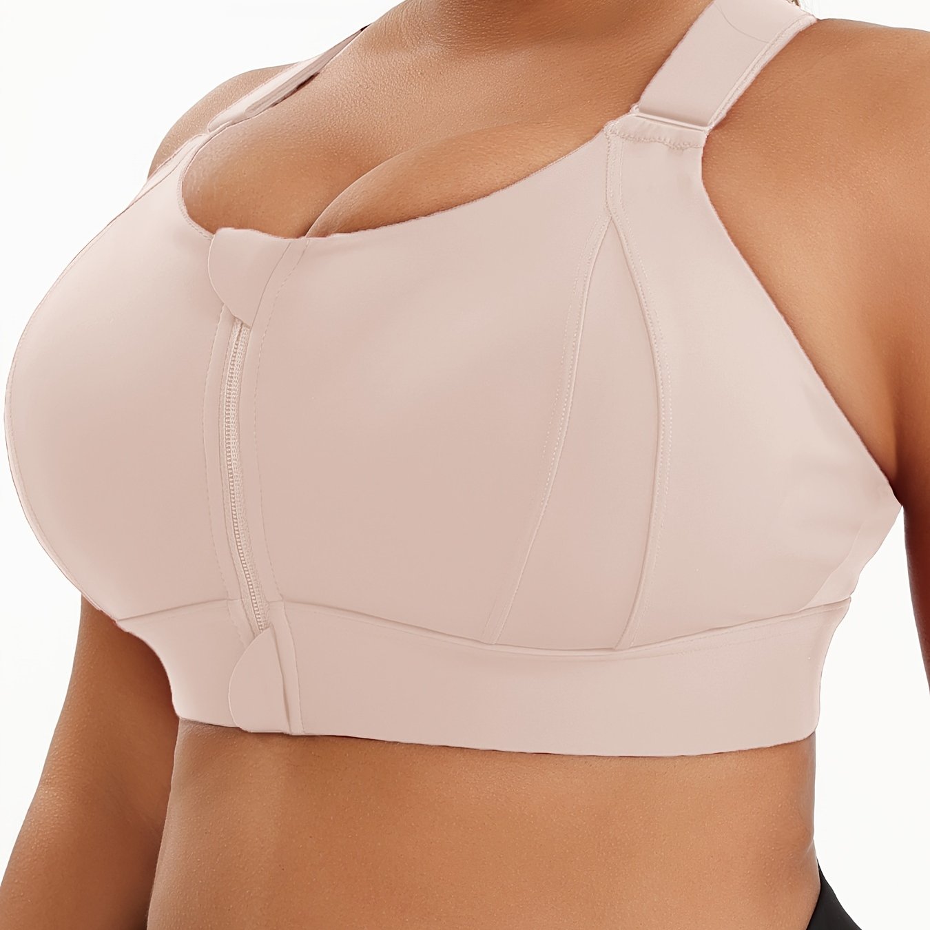 Plus Size Front Zip Sports Bra, Racerback Design TJR7L4D