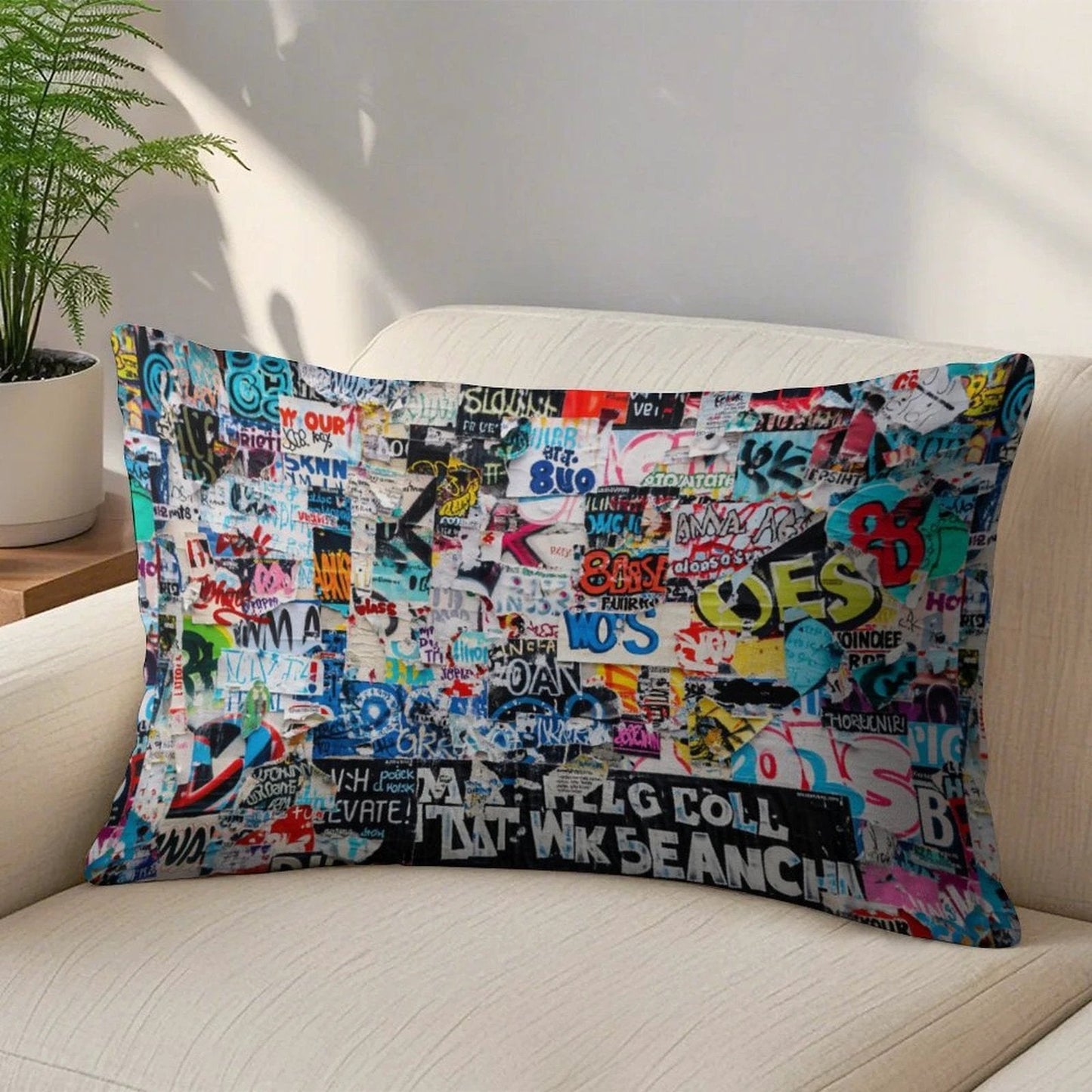 Graffiti Collage Long Pillowcase — Ultra-Soft Street Art AOP Body Pillow Cover, Dopamine Decor