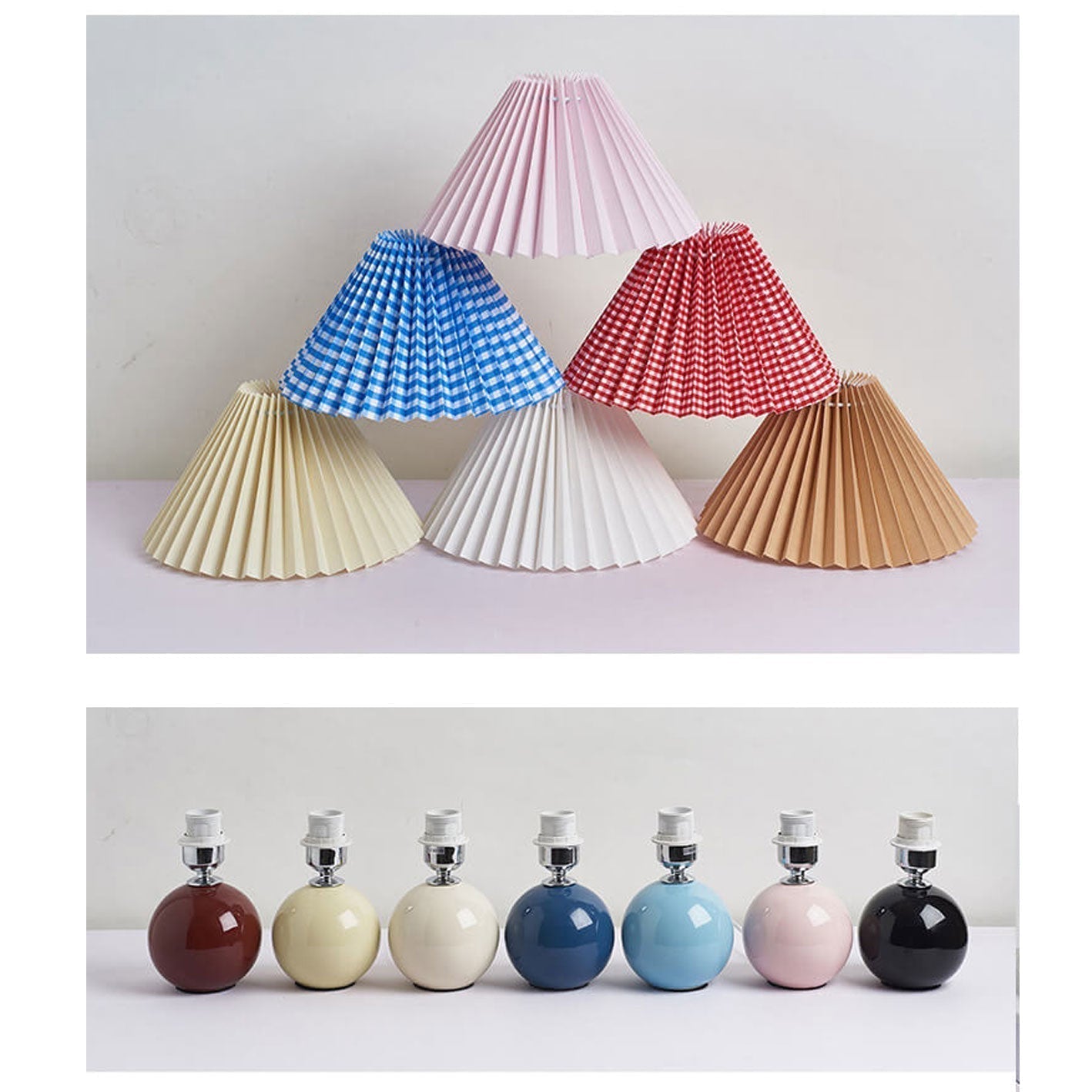 Nordic Ceramic Table Lamp With Pleated Fabric Shade