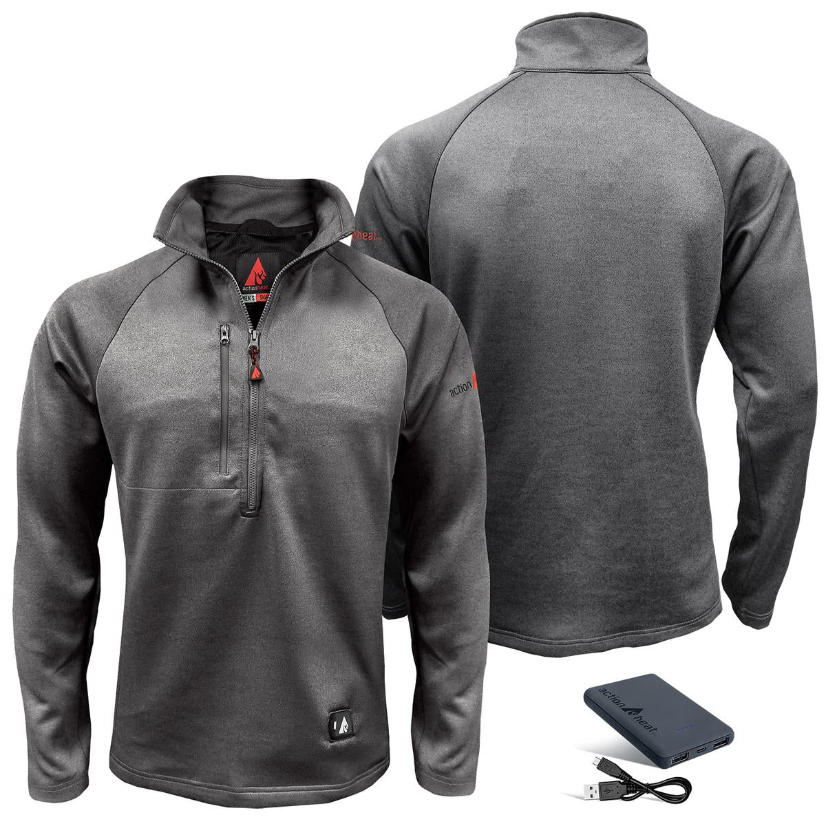 ActionHeat 5V Men's 1/2 Zip Pullover Battery Heated Shirt